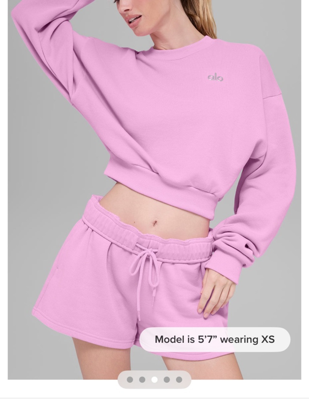 Alo Cropped Crewneck Sweatshirt - Candy heart  Pink M NWT